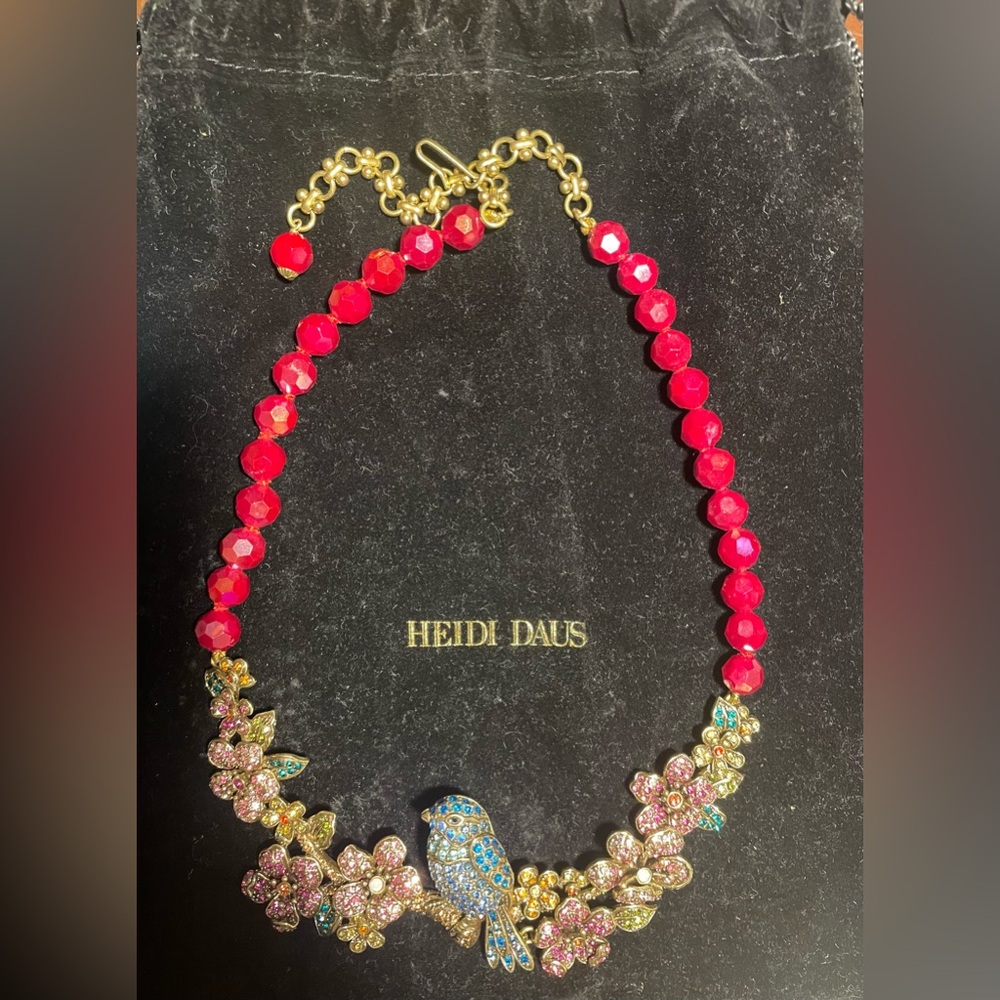 $270 Heidi Daus “on a lark” Crystal Blue Bird Necklace
